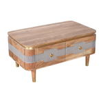 Wilton Acacia Wood Handcrafted Coffee Table Two Drawer Eco Friendly Modern Living Room by Indian Hub