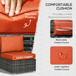 Outsunny Outsunny 8 Pieces Patio Rattan Sofa Set Outdoor Garden Furniture Set Orange - Garden Sofa Sets