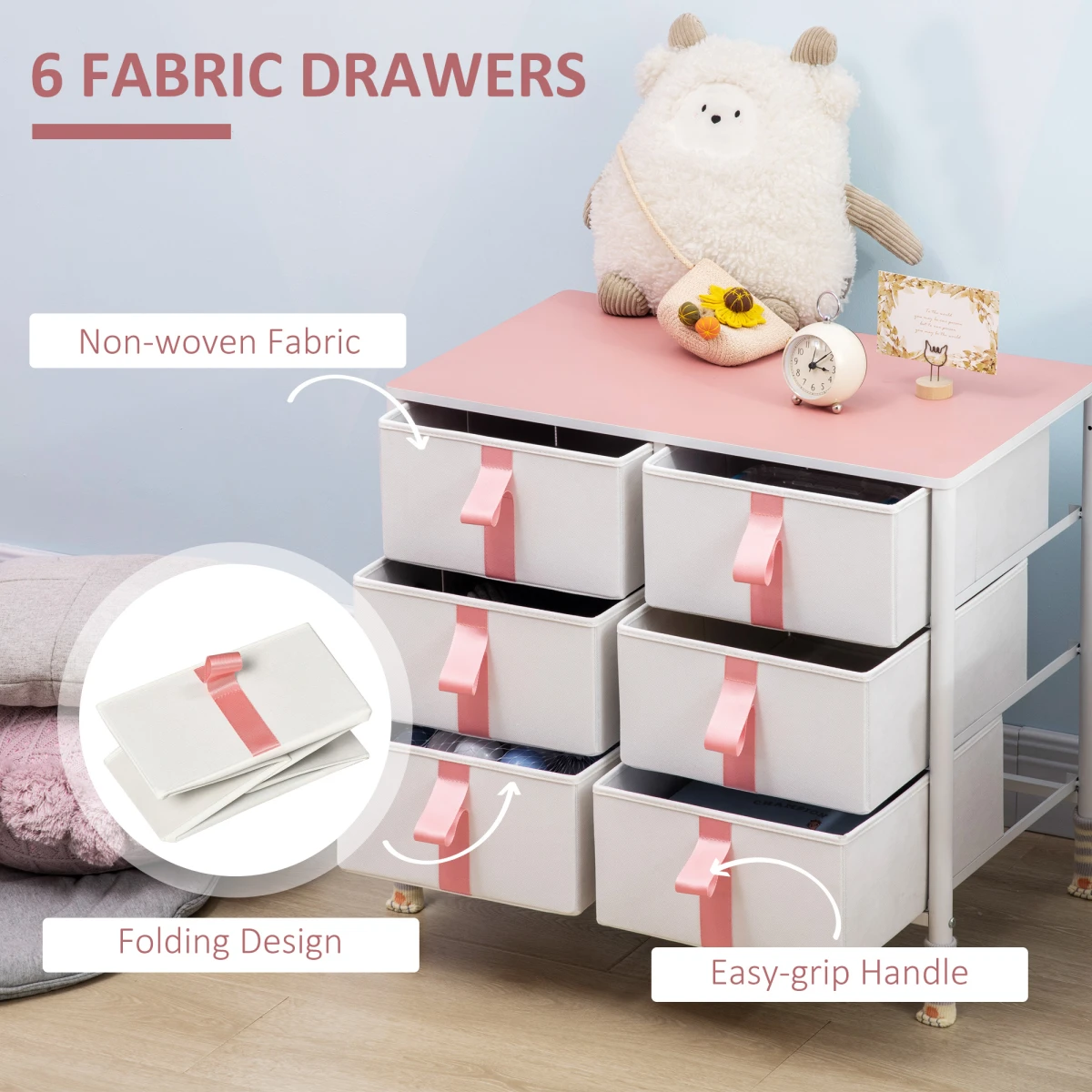 Premium Chest Six Drawer Fabric Drawers Nursery by Unbranded