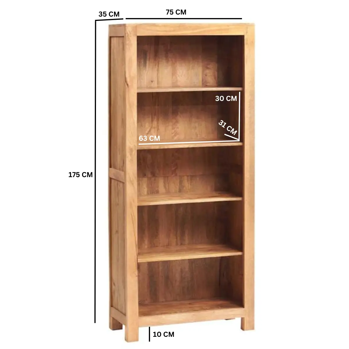 Indian Hub Toko Light Mango Large Open Bookcase - Bookcase