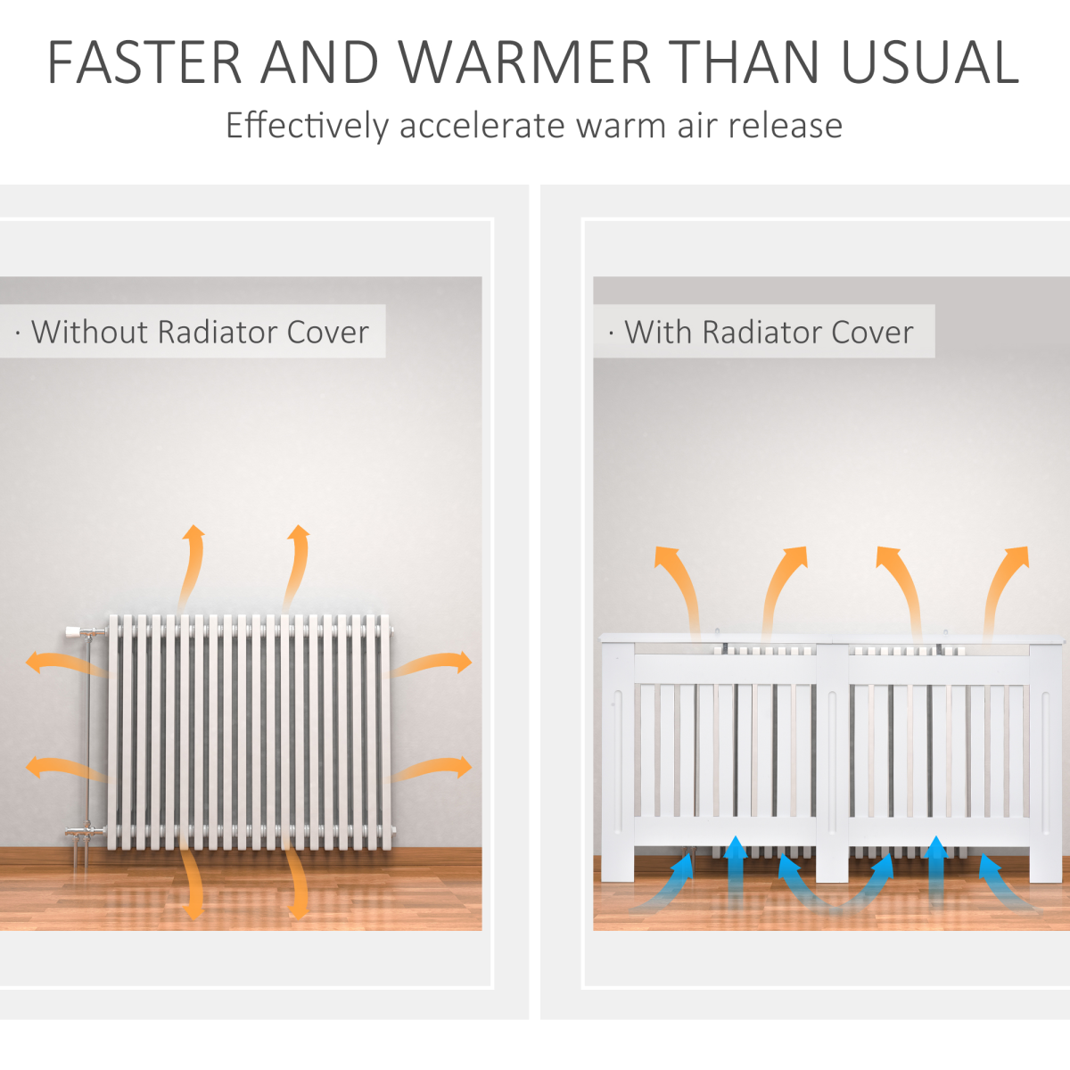 Homcom Radiator Cover Slatted 152x19x81cm Home