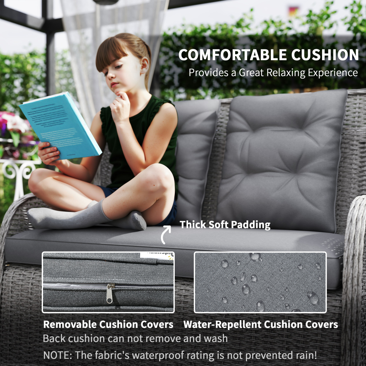 Outsunny Rattan Sofa Set Four Piece Tempered Glass Patio - Outsunny - Home Symphony