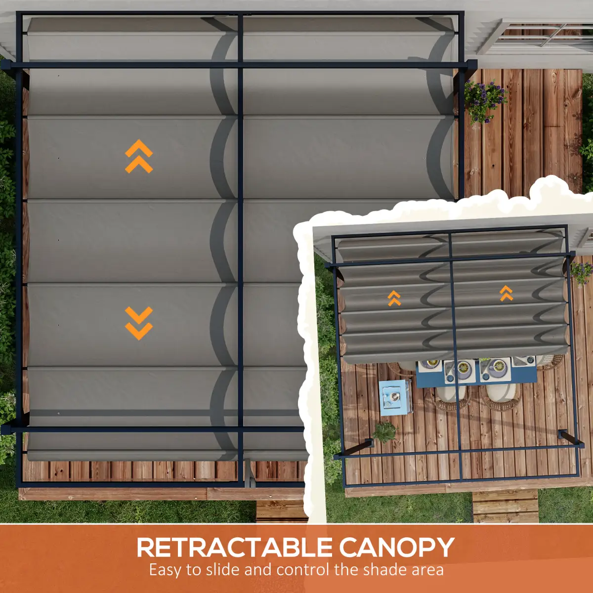 Outsunny Outsunny 3 x 4m Pergola with Retractable Roof and Aluminium Frame, Grey - Gazebos
