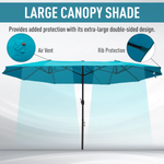 Outsunny Outsunny 4.6M Garden Patio Umbrella Canopy Parasol Sun Shade w/o Base Blue - Parasol