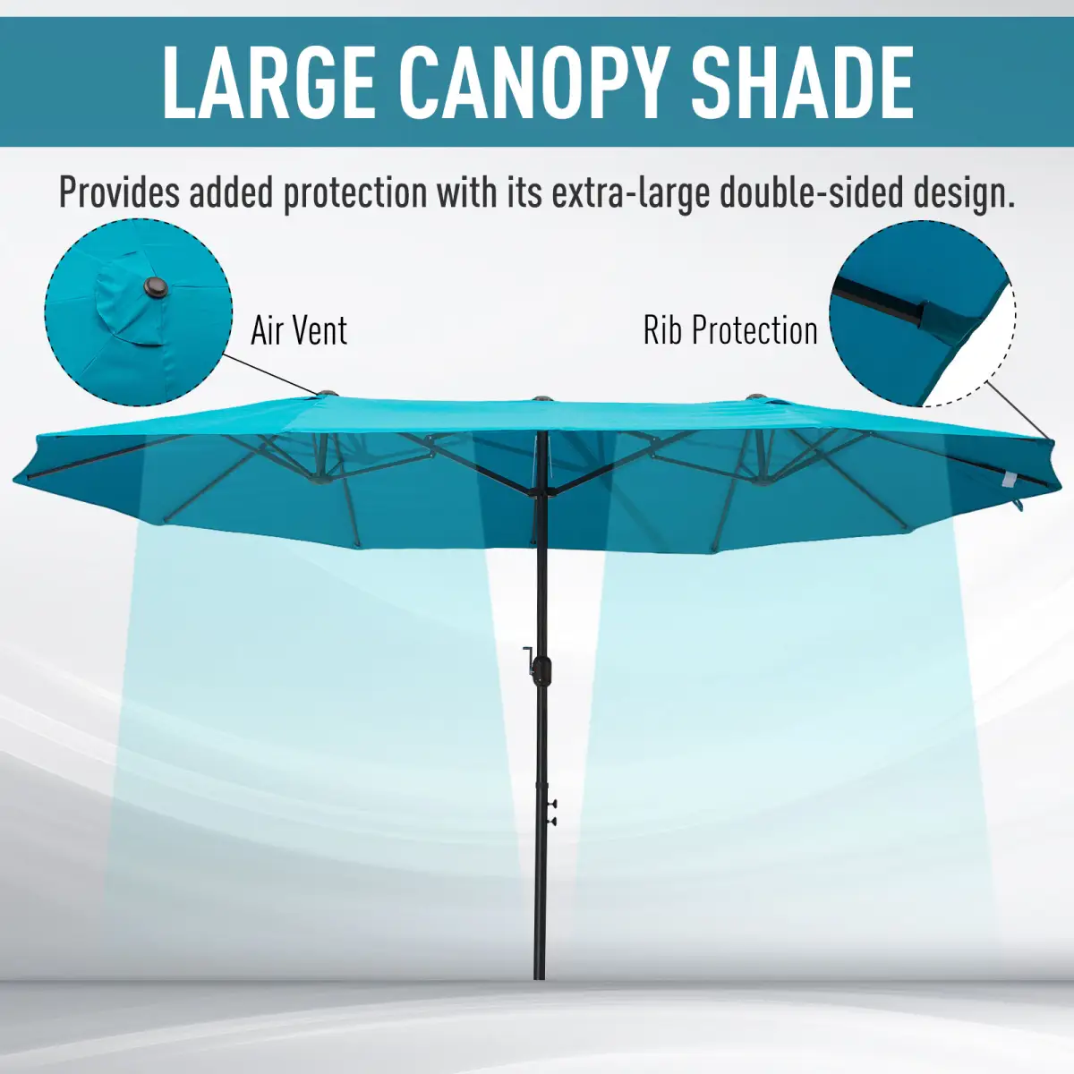 Outsunny Outsunny 4.6M Garden Patio Umbrella Canopy Parasol Sun Shade w/o Base Blue - Parasol