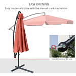 Outsunny 2.7m Banana Parasol Cantilever Crank Handle Wine Red - Parasol