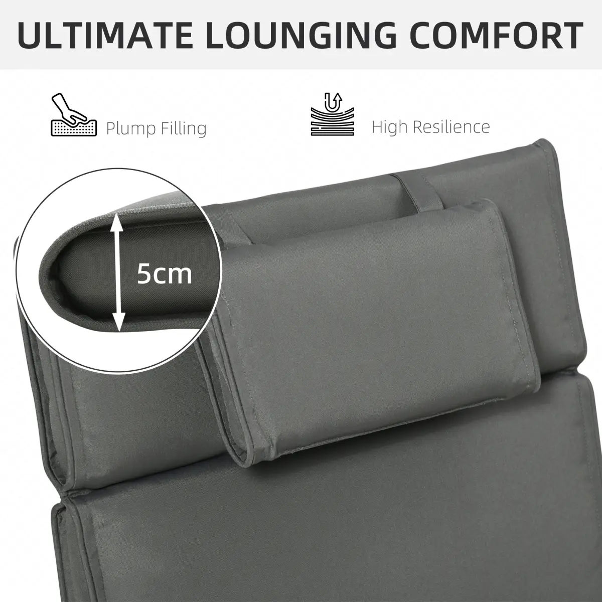 Outsunny Outsunny Garden Sun Lounger Chair Cushion Reclining Relaxer Indoor Outdoor Grey - Sun Lounger
