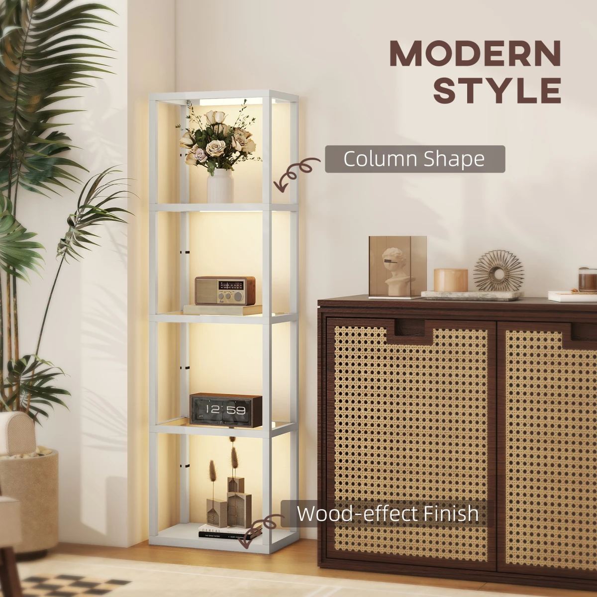 Premium Floor Lamp Four Tier Display Shelves Warm White LEDs For Living Room Ambience by N/A