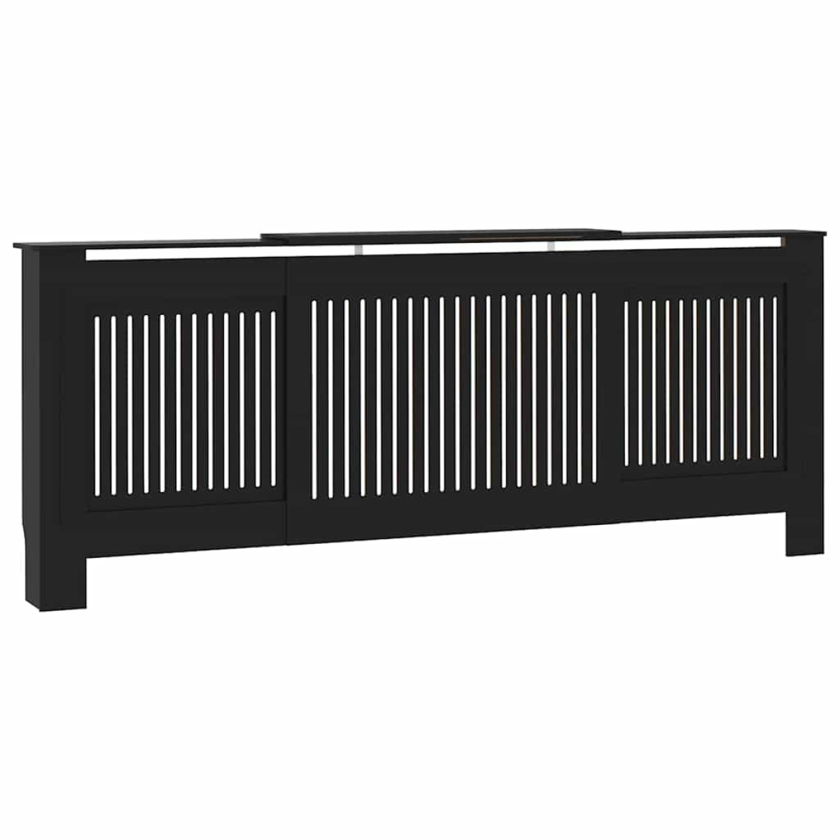 VidaXL Radiator Cover 142-205 cm Wide 20.5x81.5 cm Black Slatted Front 2-Piece for Living Rooms - vidaXL - Home Symphony