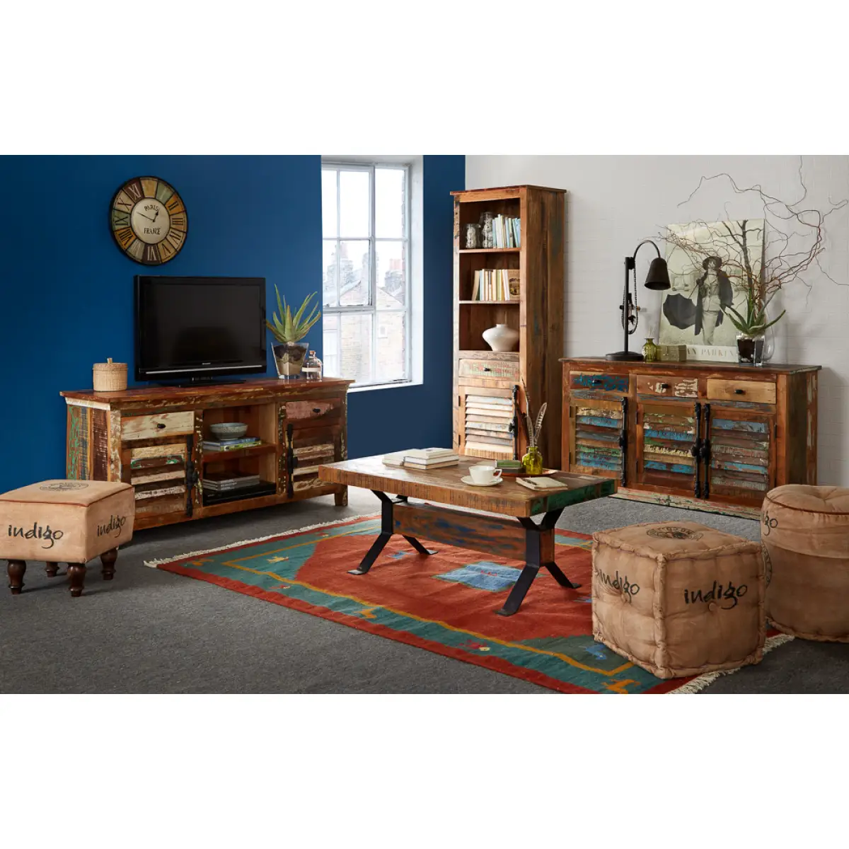 Indian Hub Coastal Narrow Bookcase - Bookcase