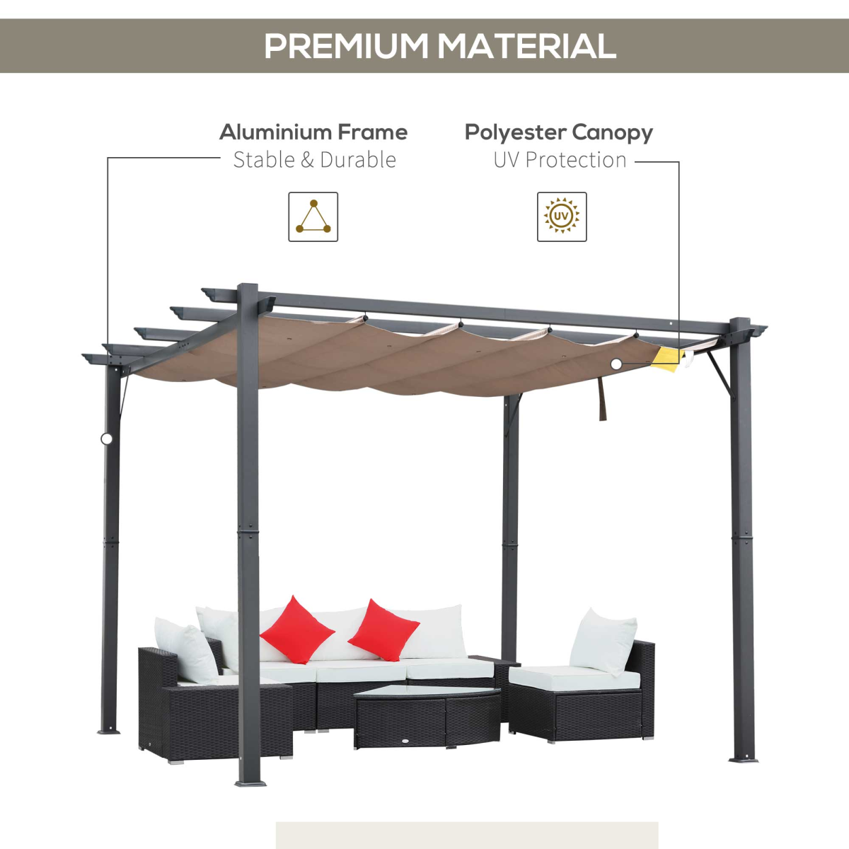 Outsunny Pergola 3x3m Adjustable Canopy Patio - Outsunny - Home Symphony