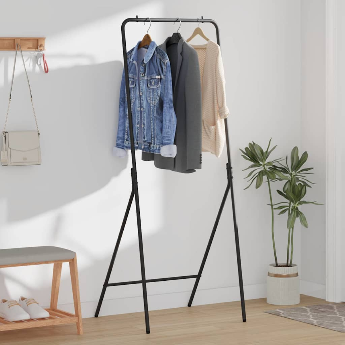 vidaXL Clothes Rack 60 x 53 x 155 cm Steel Modern Minimalist Indoor Stand Space Saving Design For Small Living Spaces - vidaXL - Home Symphony