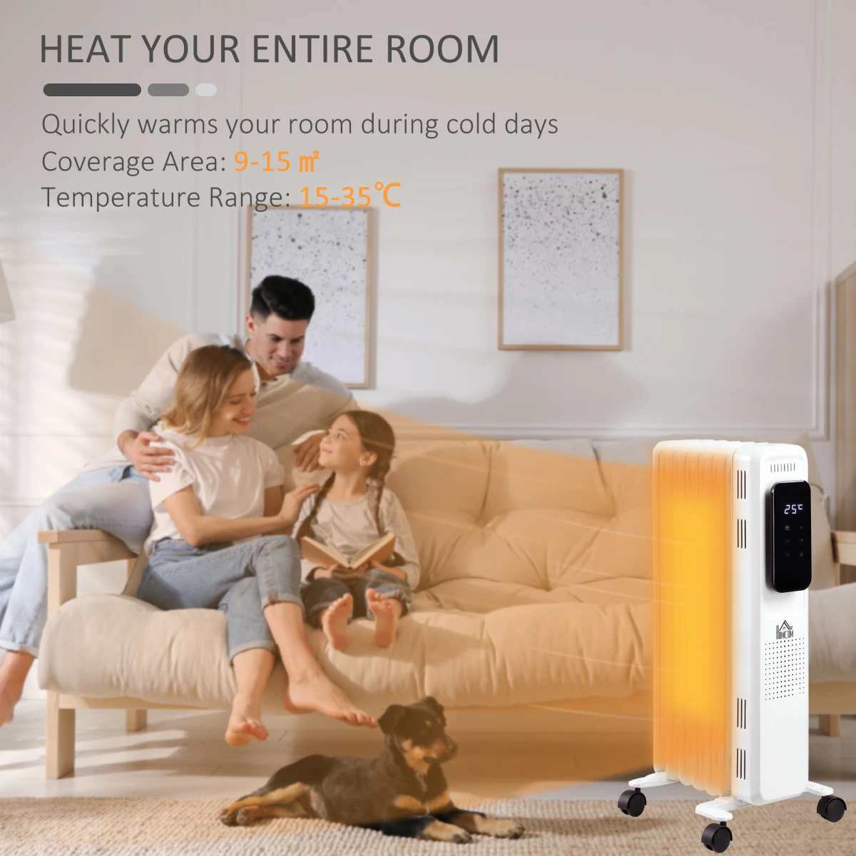HomCom Oil Filled Radiator Tall LED Display 1630W 7 Fin With Eco Mode And 24 Hour Timer For Home Use by HOMCOM