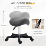 HOMCOM HOMCOM Saddle Stool Adjustable Rolling Salon Chair for Massage Spa Beauty Grey - Bar Stool