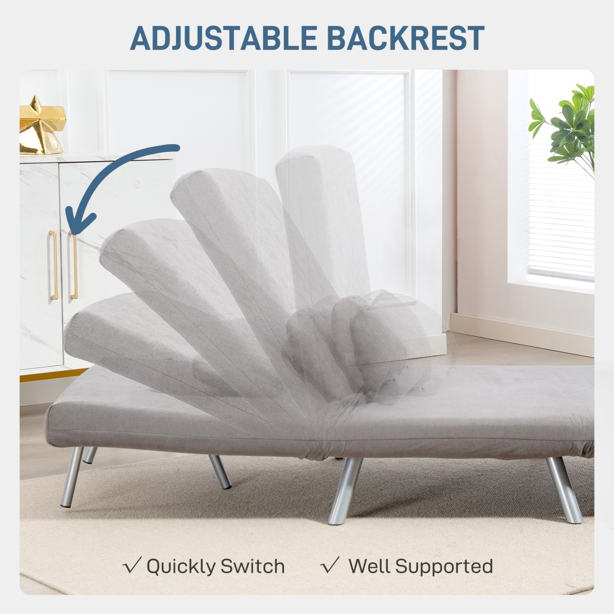 HOMCOM 2in1 Folding Sofa Bed Five Position Backrest - HOMCOM - Home Symphony