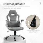Home Symphony Elite Racing Chair 112-122cm Adjustable Flip Armrests Gamers with tall grey high-back ergonomic design