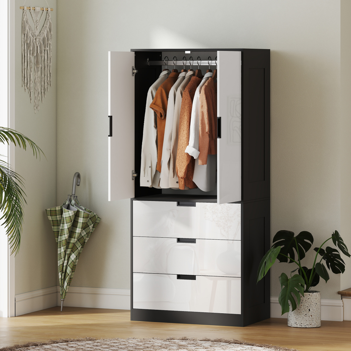 Modern Hall Tree With Dresser And 3 Drawers For Bedroom - N/A - Home Symphony