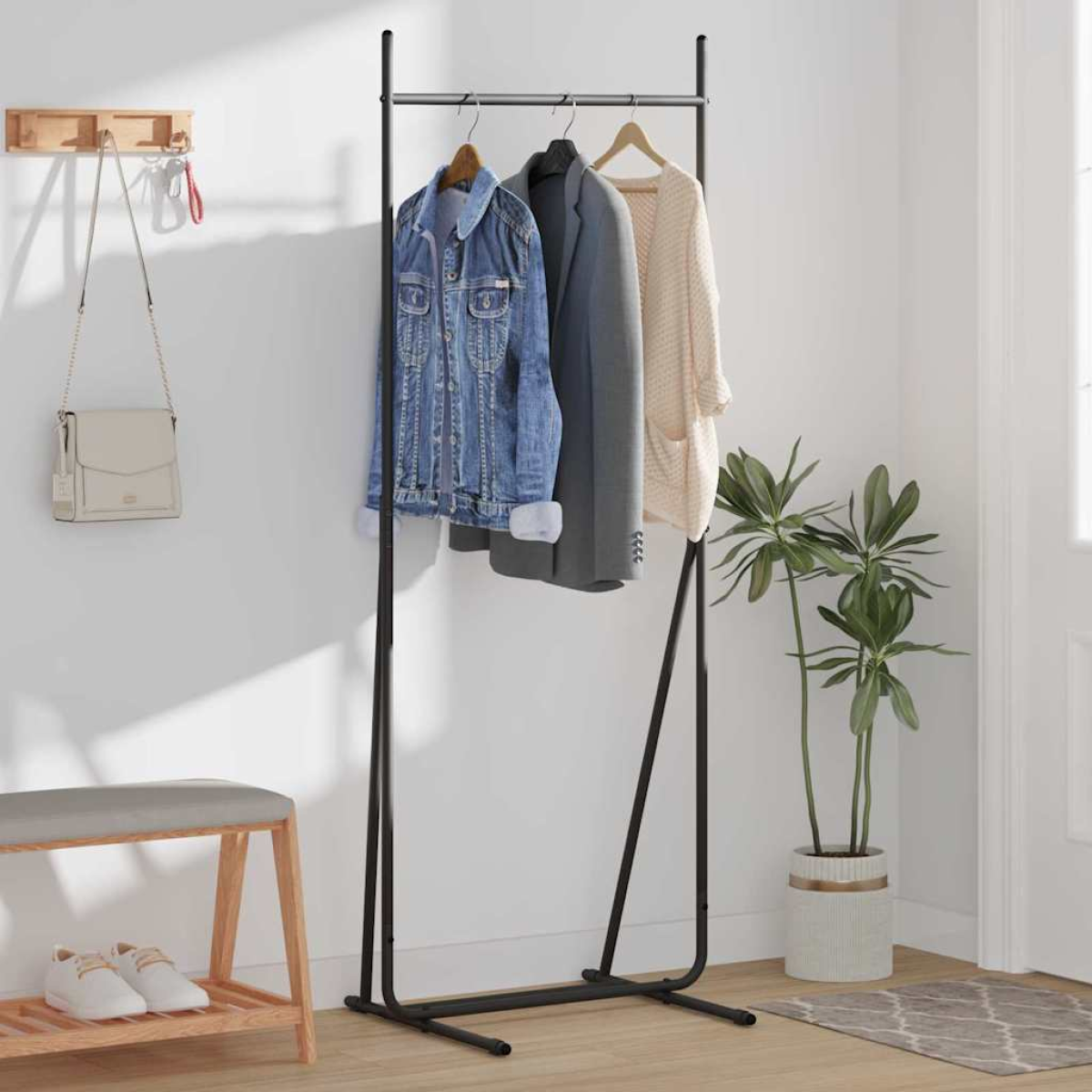 VidaXL Clothes Rack 62 x 48 x 158 cm Steel Minimalist Modern Wardrobe Organizer For Home - vidaXL - Home Symphony