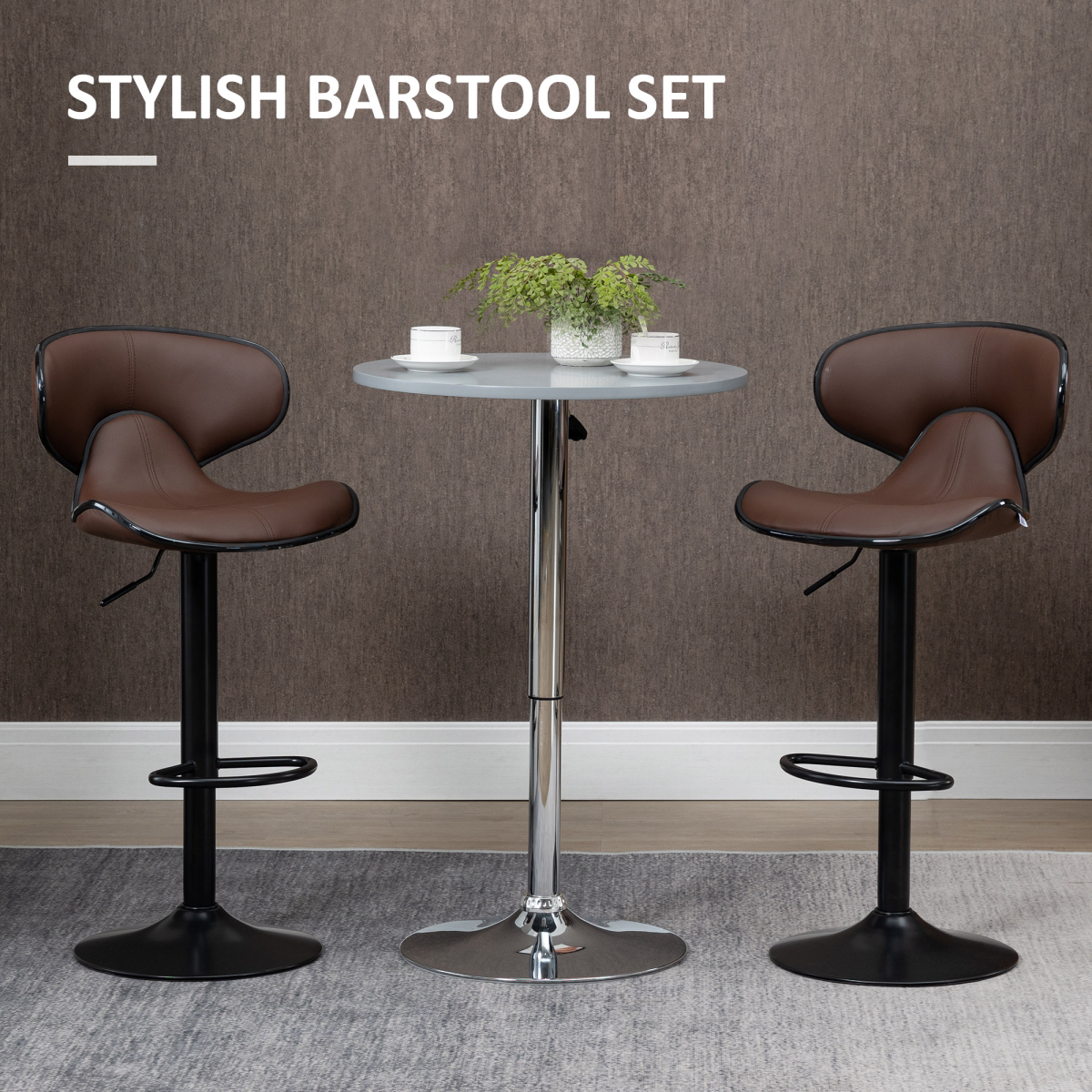 Premium Barstools 89.5-109.5cm Gas Lift Pair - HOMCOM - Home Symphony