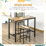 HOMCOM Set of 2 Kitchen Breakfast Bar Chairs with Footrest, Rustic Brown - Bar Stool