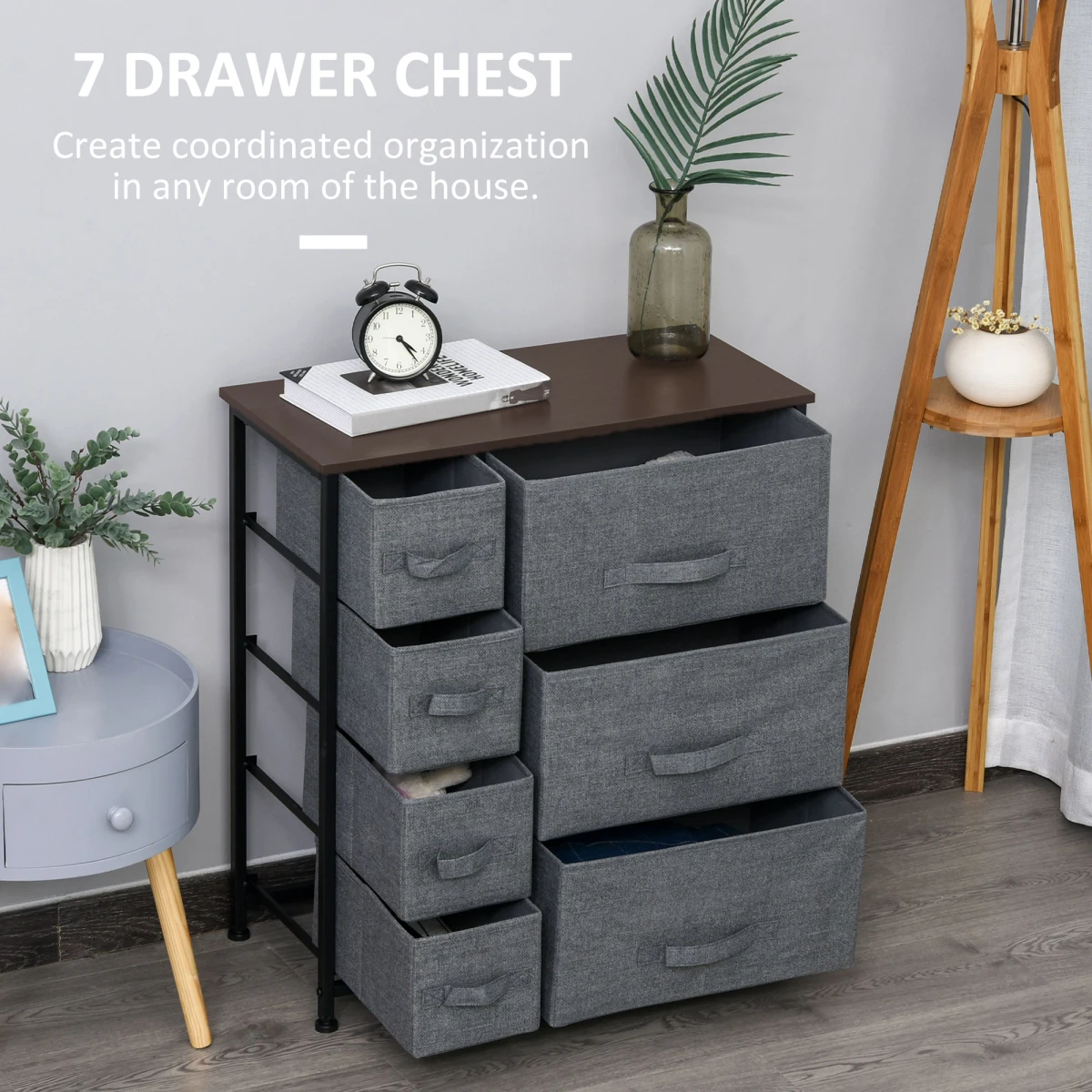 HOMCOM Chest Of Drawers 7-Drawer Fabric Drawers With Sturdy Metal Frame For Bedroom Storage by HOMCOM