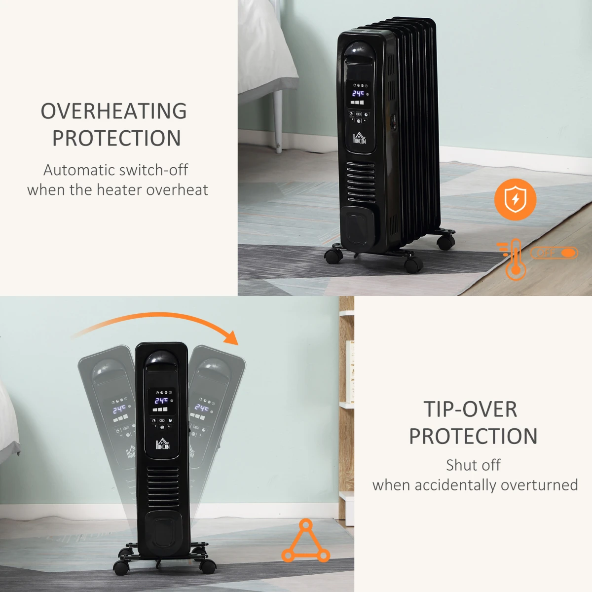 HOMCOM Hamcom Oil Filled Radiator Tall LED Display Home - Radiator