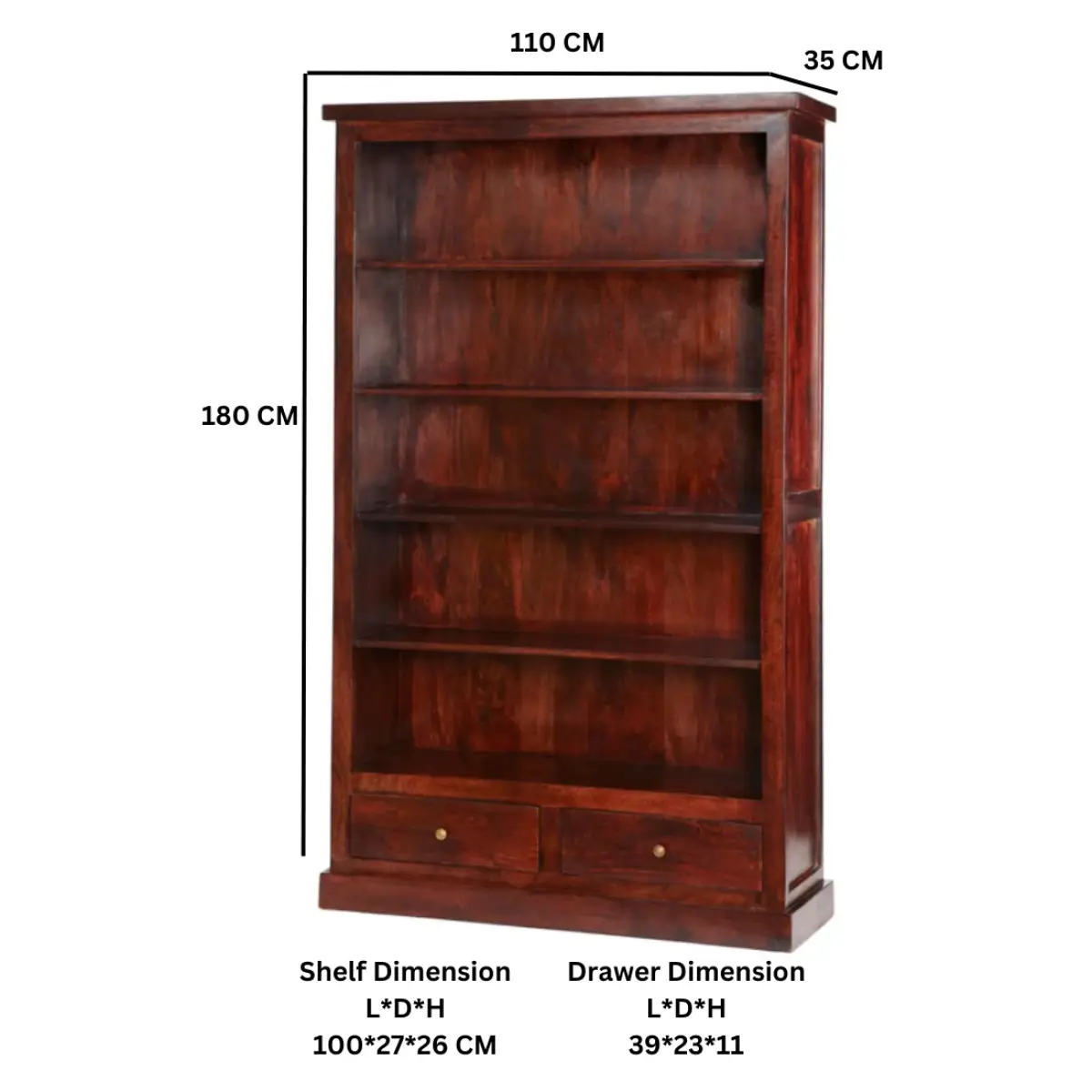 Indian Hub Jaipur Dark Mango Large Bookcase - Bookcase