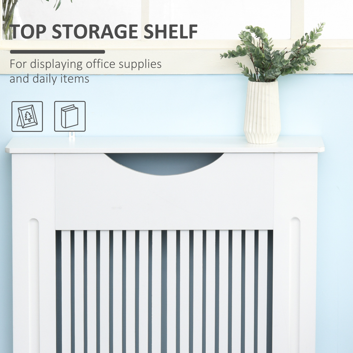 HOMCOM Radiator Cover Slatted Front White Home - HOMCOM - Home Symphony