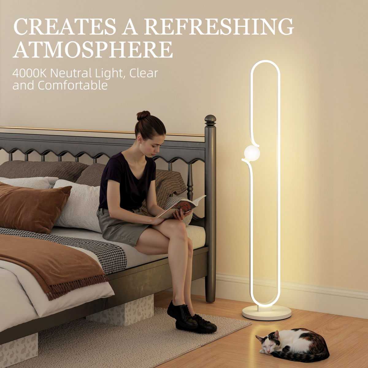 Brighten your space with the HOMCOM Dimmable LED Floor Lamp with Glass Night Light, Foot Switch, White, perfect for cozy reading.