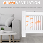 HOMCOM White Painted Radiator Cover Cabinet Standard Size Slatted Vent Top Shelf Wall Mount Home Office - Radiator