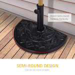 Outsunny Outsunny 9kg Half Round Parasol Umbrella Base Resin Outdoor Garden Furniture - Parasol