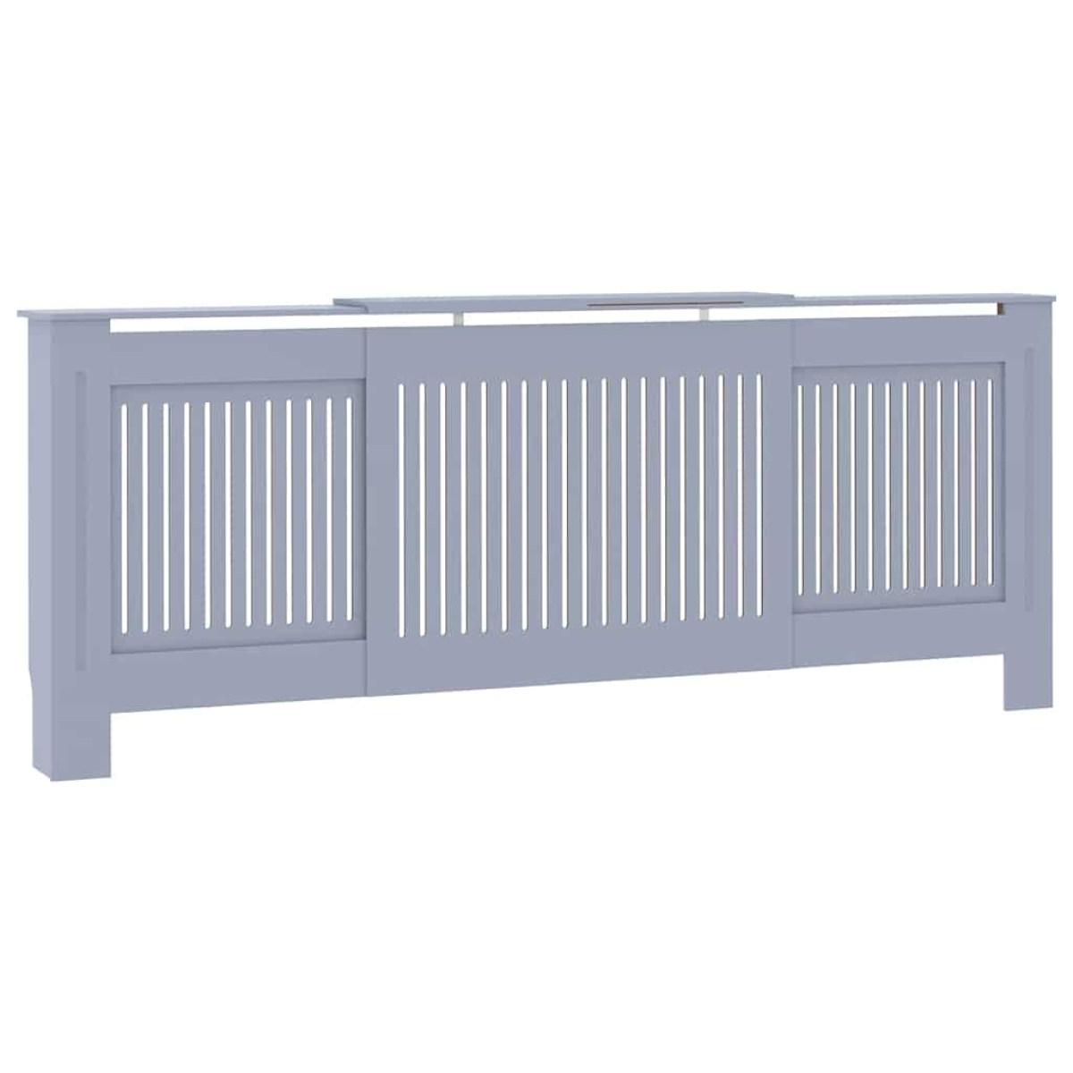 vidaXL Radiator Cover 142-205x20.5x81.5 cm Slatted Grey for Living Room Decor Indoor Use