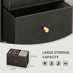 HOMCOM HOMCOM Three-Drawer Chest Faux Leather Fronts Gold Accents For Bedroom And Living Room - Chest of Drawers