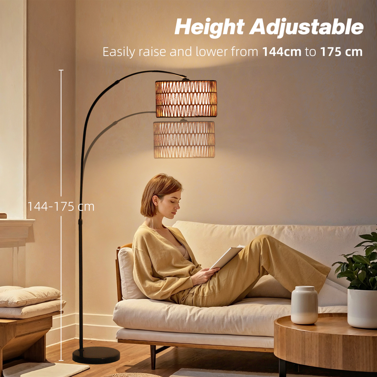 HOMCOM Floor Lamp for Living Room, Standing Lamp with Foot Switch, Black, features adjustable height and stylish design.