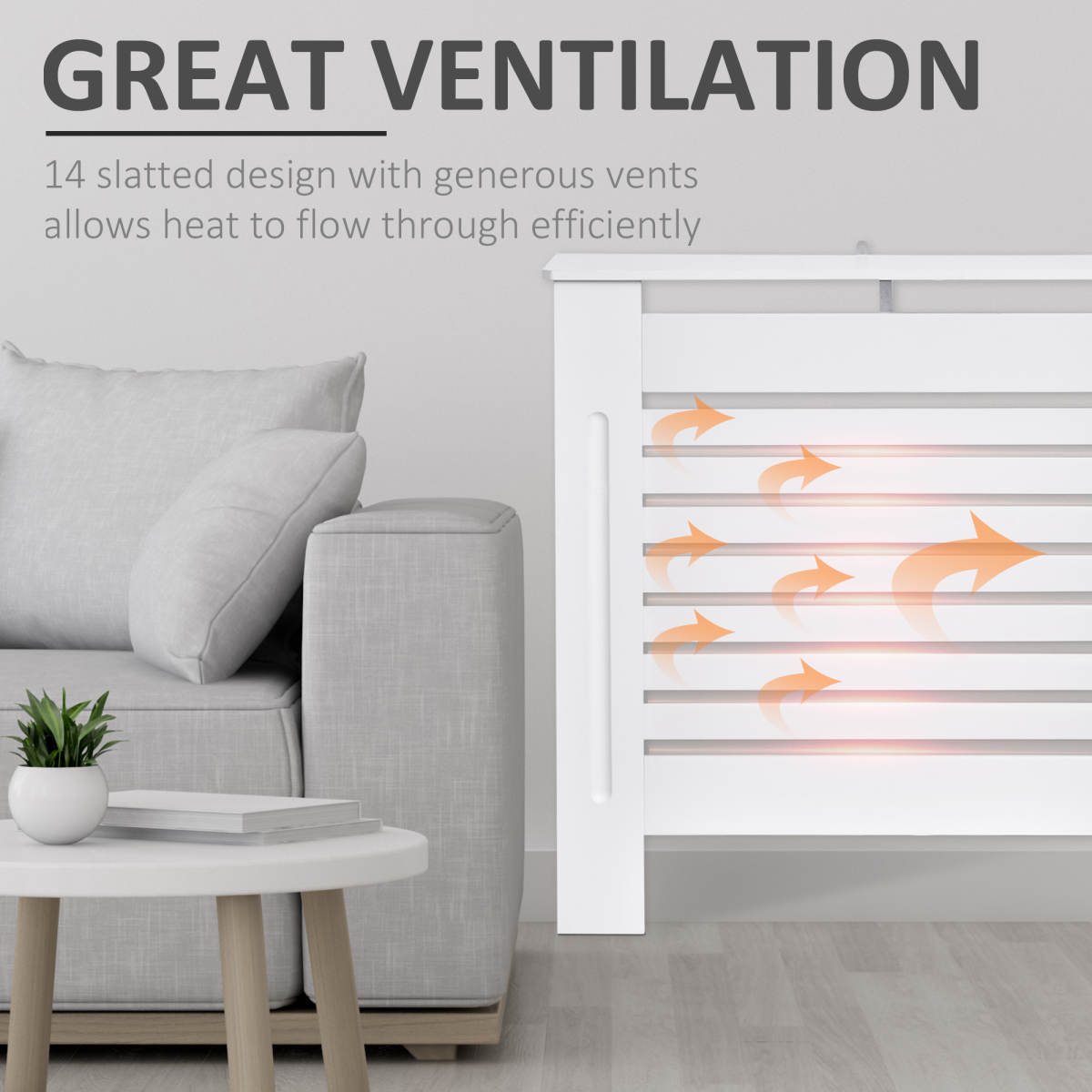 White MDF Radiator Cover 152cm Slatted Safe Home