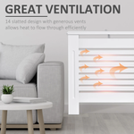 White MDF Radiator Cover 152cm Slatted Safe Home by HOMCOM