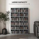 HOMCOM HOMCOM DVD CD Media Storage Rack, Video Display Unit, 89 x 130.5 cm, Grey - Wine Rack