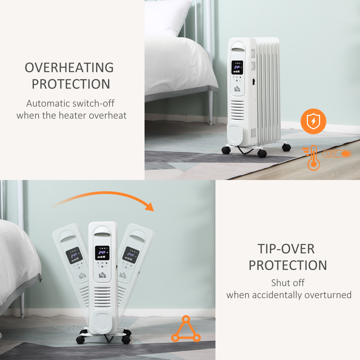 Homecom Oil Radiator 7-Fin LED Display Home Use