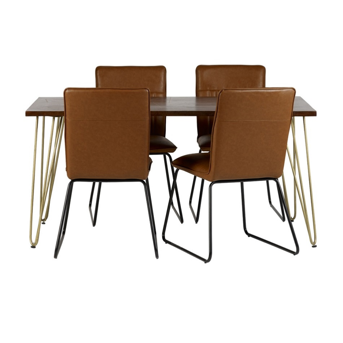 Dark Gold Dining Table Standard with Metal Inlay For Home - Indian Hub - Home Symphony