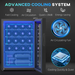 HOMCOM Freestanding Wine Cooler Fridge with Glass Door, 20 Bottle, LED Light - Wine Rack