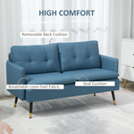 Premium Two Seat Tufted Blue Fabric Sofa For Living Room by HOMCOM