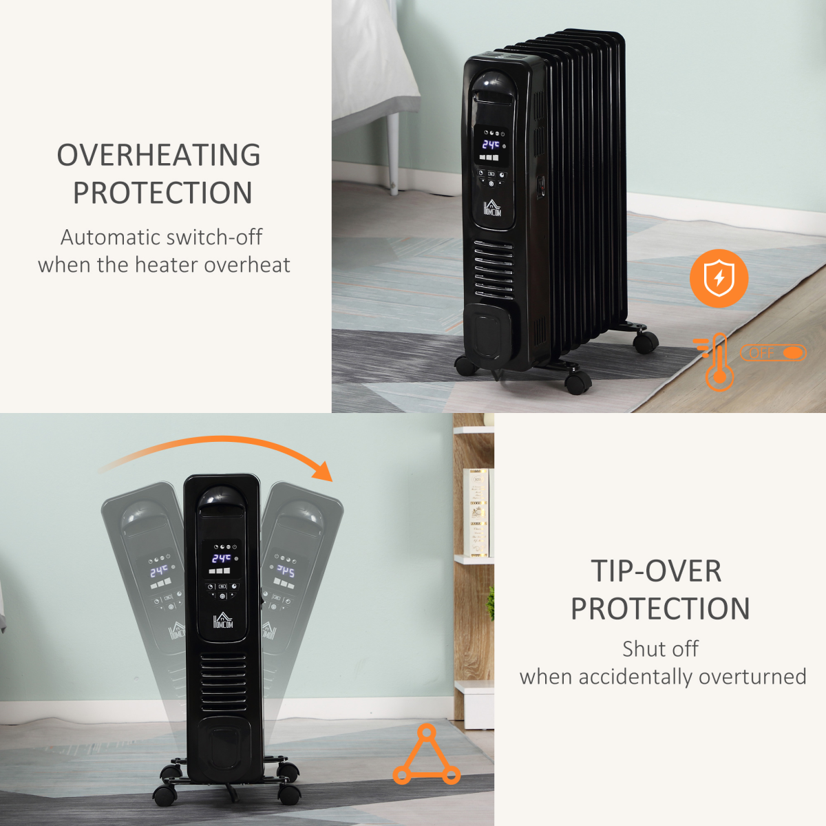 Homcom Oil Filled Radiator 2000W LED Timer Home - HOMCOM - Home Symphony