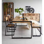 Indian Hub Cosmo Industrial Metal & Wood Dining Chair (Set of 2) - Dining Chairs