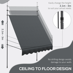 Outsunny Freestanding Retractable Awning 2m x 1.2m Canopy Manual 0 To 90 Degrees Weatherproof Garden Shade by Outsunny