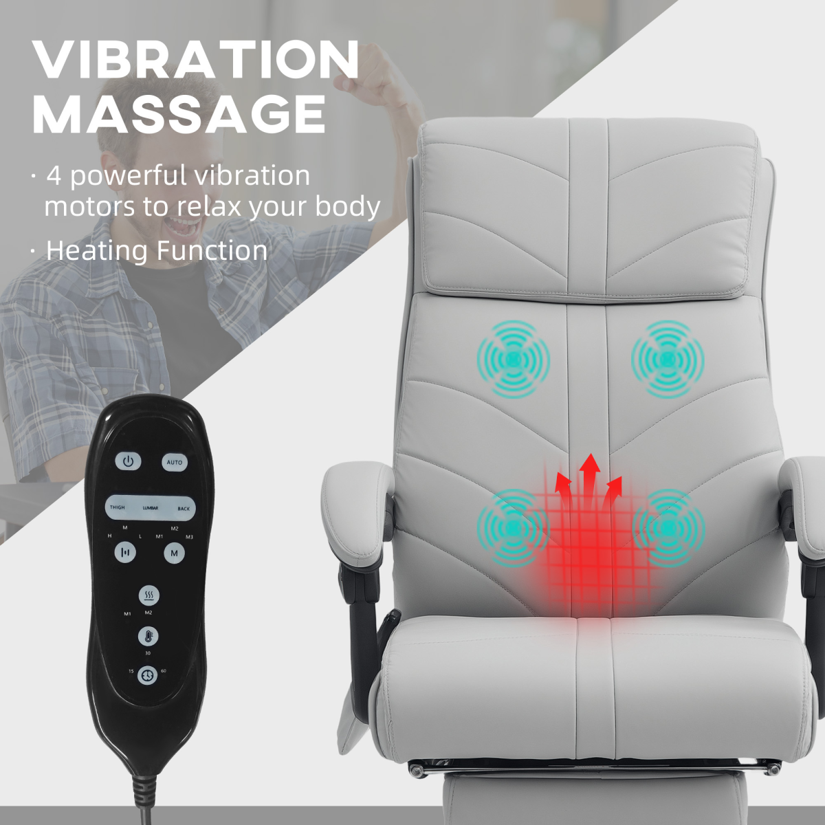 Vinsetto Massage Office Chair Ergonomic Four Point Vibration With Heat For Home Office
