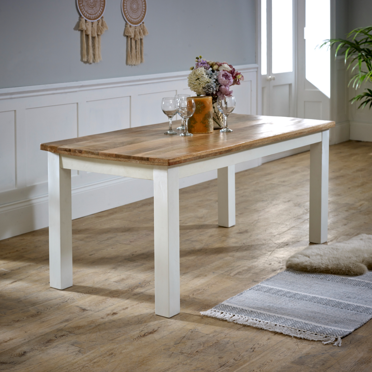 Alfie Dining Table 170 cm Solid Mango Wood For Dining Rooms - Indian Hub - Home Symphony