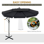 Outsunny 2.7m Garden Cantilever Banana Parasol Sun Shade w/ Crank, Black - Parasol