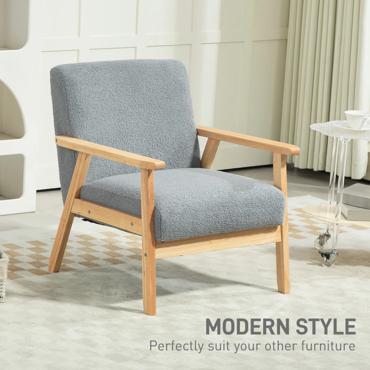 HOMCOM HOMCOM Accent Chair Wide Seat Cashmere Cushion Living Room - Accent Chair
