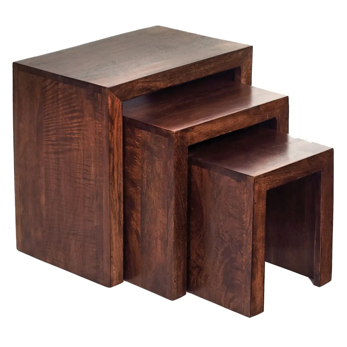Indian Hub Toko Dark Mango Nest Of 3 Tables - Nest of Tables