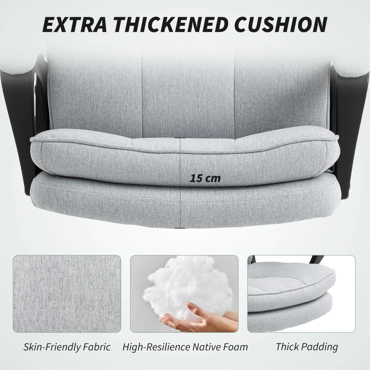 HOMCOM HOMCOM Fabric Office Chair Standard Size Double Layer Foam Padding Tilting For Home Office - Office Chair